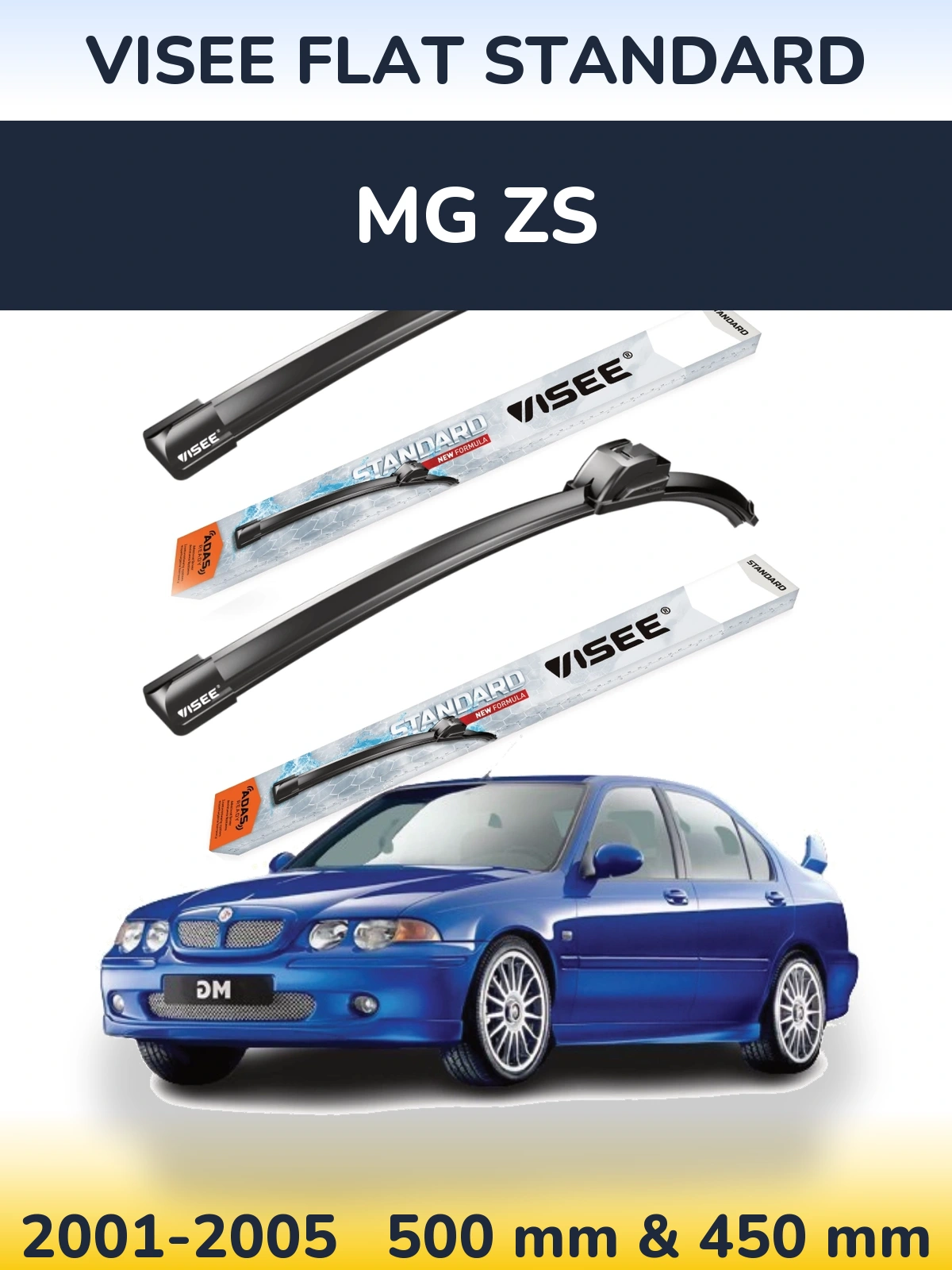 Комплект передніх щіток VISEE FLAT STANDARD 500 & 450 мм для MG ZS 2001-2005