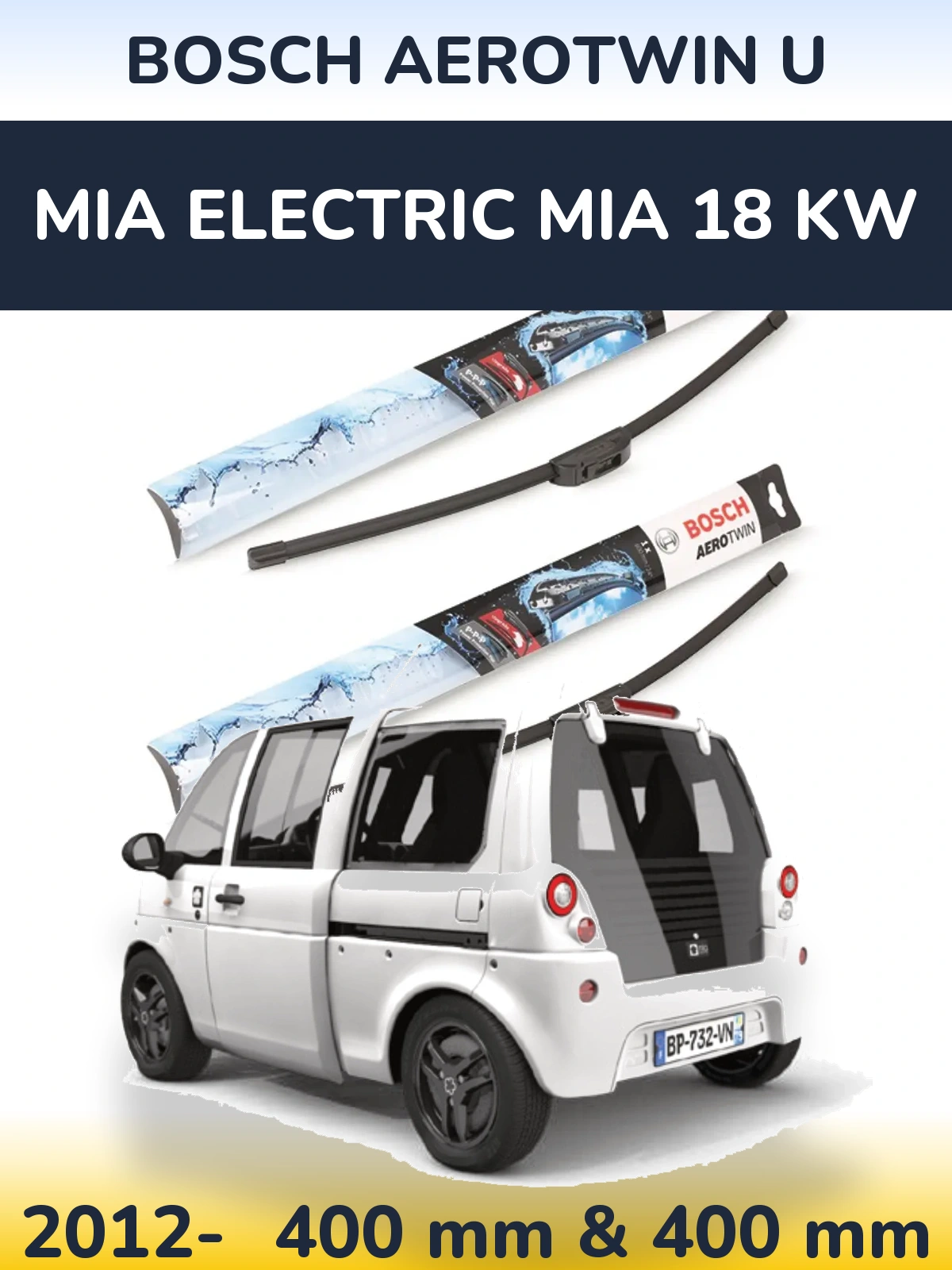 Torkarblad BOSCH AeroTwin U för MIA Electric mia 18 kw