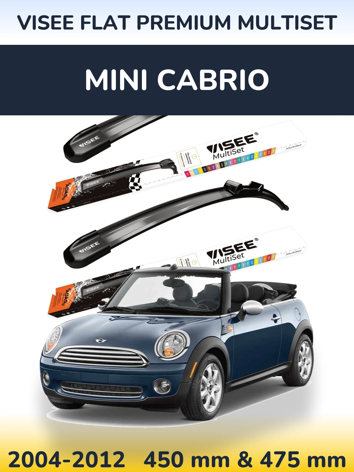 Torkarblad VISEE FLAT PREMIUM MultiSet för MINI Cabrio