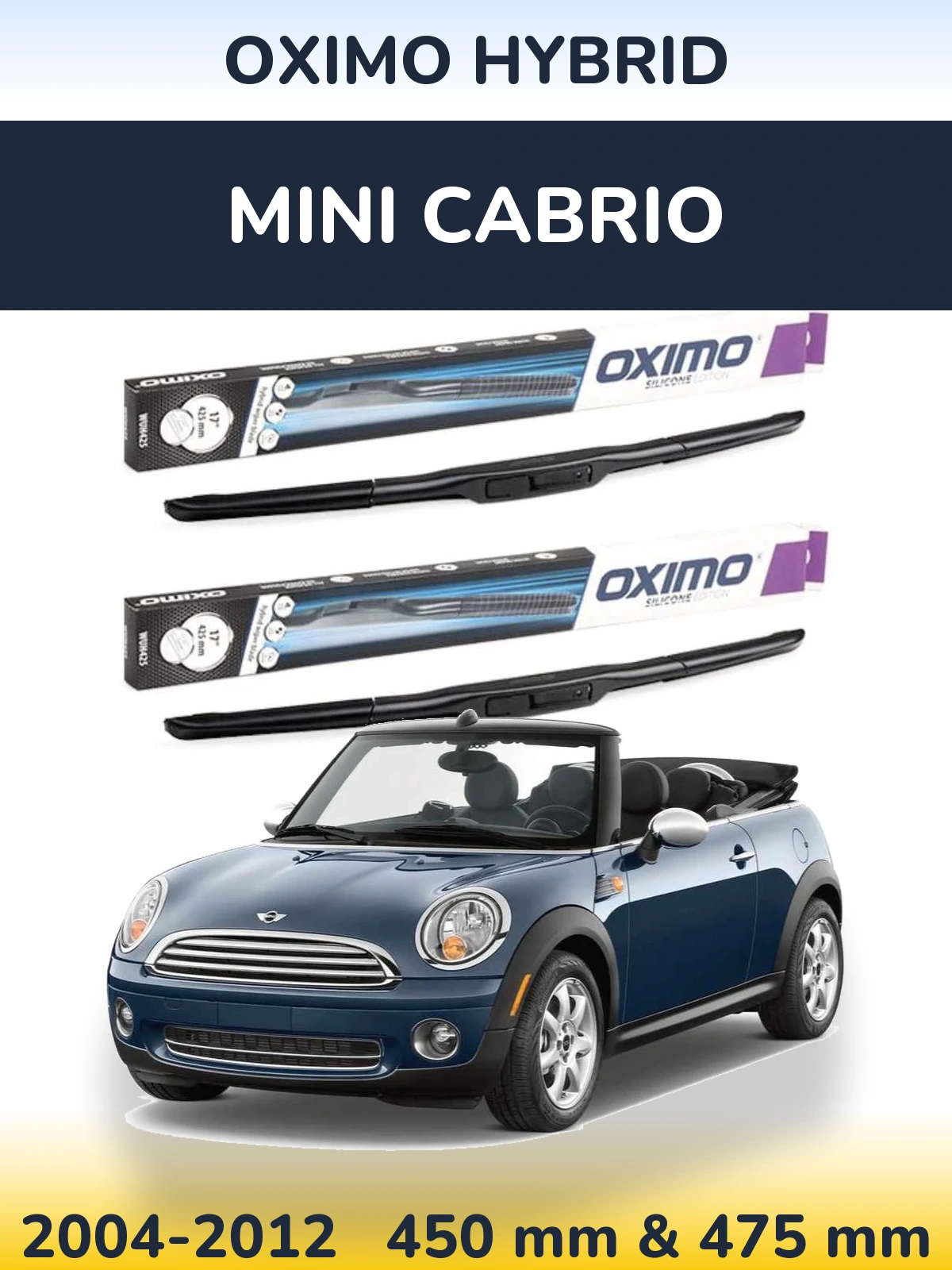 Комплект передних дворников Oximo Hybrid 450 & 475 мм для MINI Cabrio 2004-2012