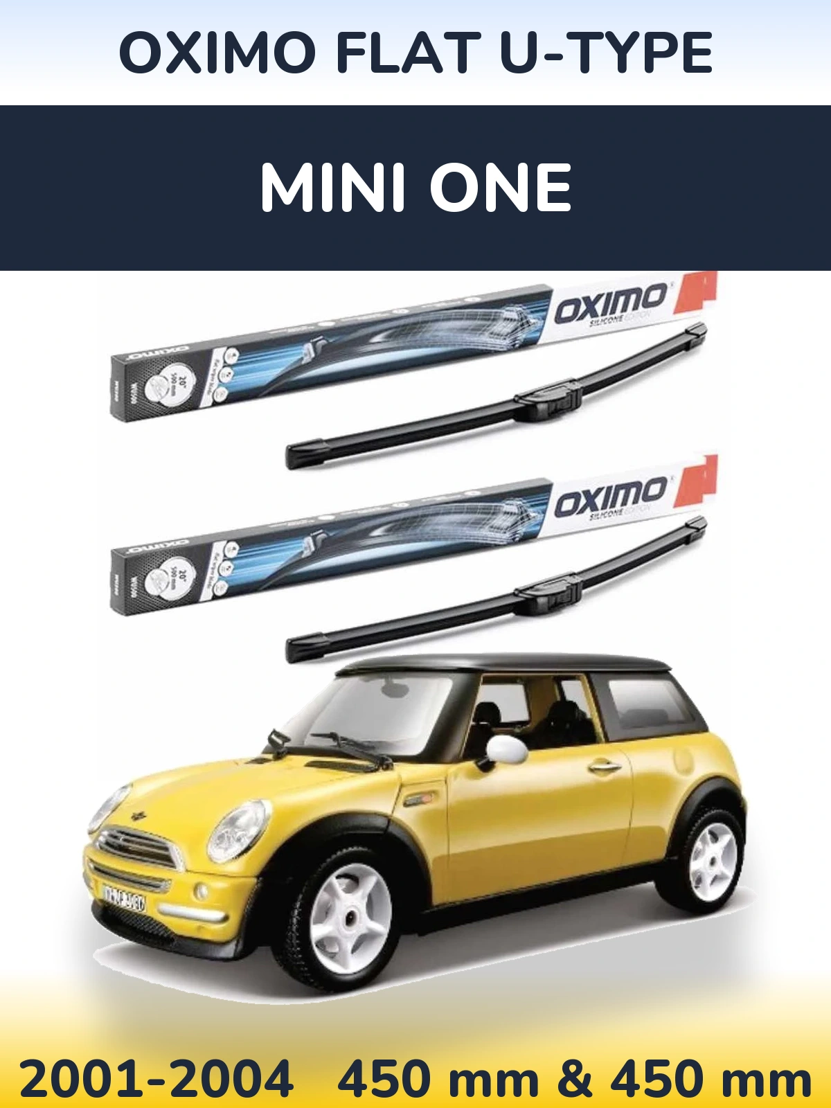 Комплект передних дворников Oximo Flat U-type 450 & 450 мм для MINI One 2001-2004