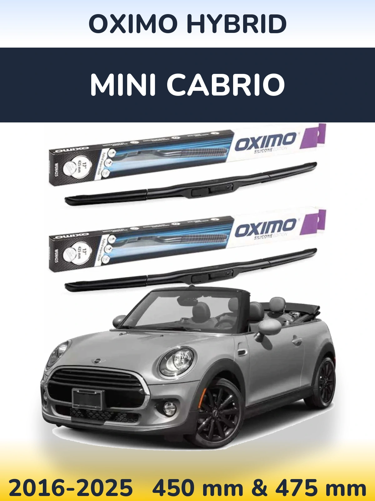 Комплект передних дворников Oximo Hybrid 450 & 475 мм для MINI Cabrio 2016-2025