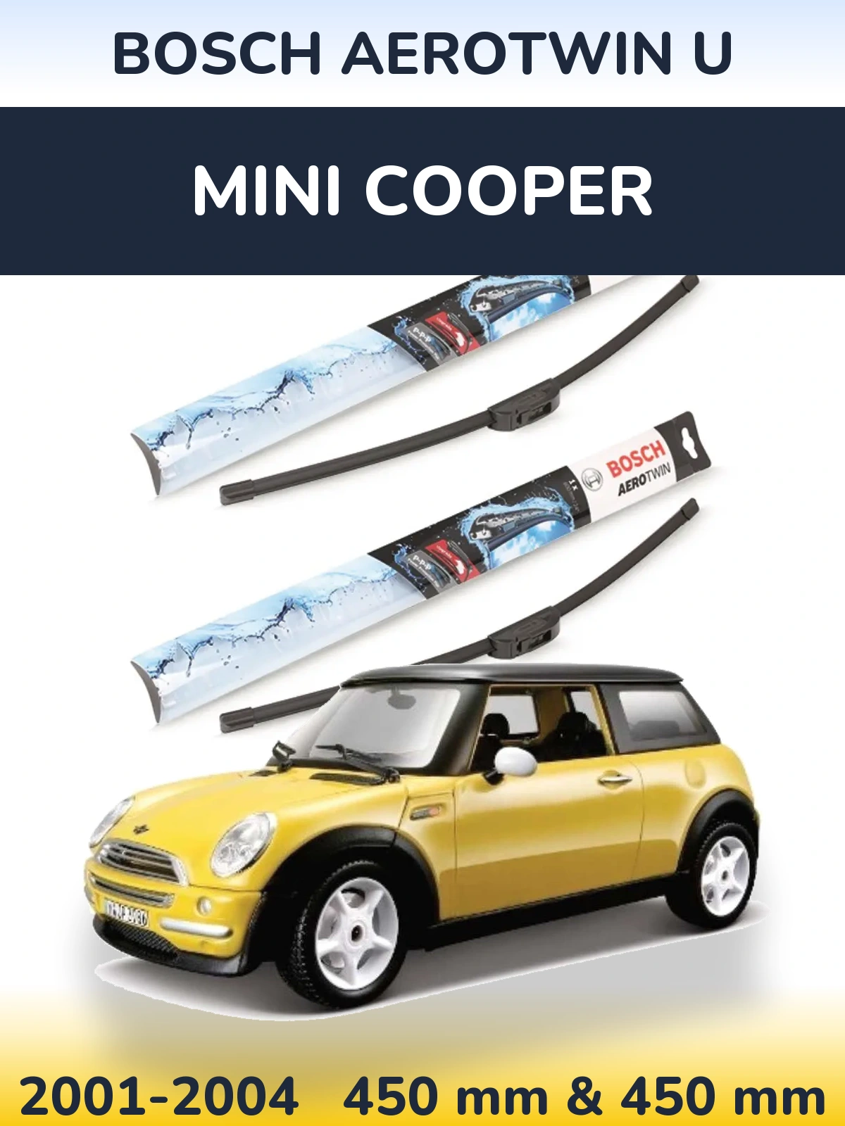 Комплект передних дворников BOSCH AeroTwin U 450 & 450 мм для MINI Cooper 2001-2004