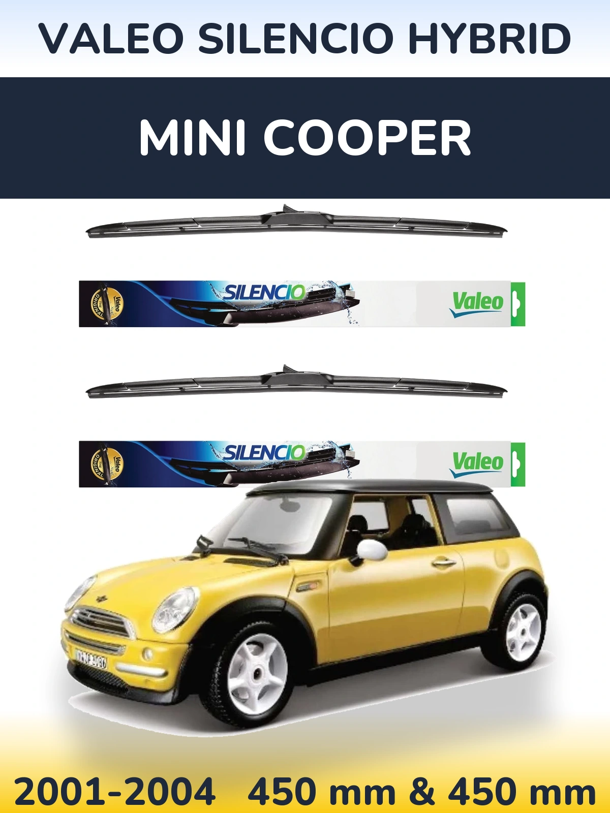 Комплект передних дворников Valeo Silencio Hybrid 450 & 450 мм для MINI Cooper 2001-2004