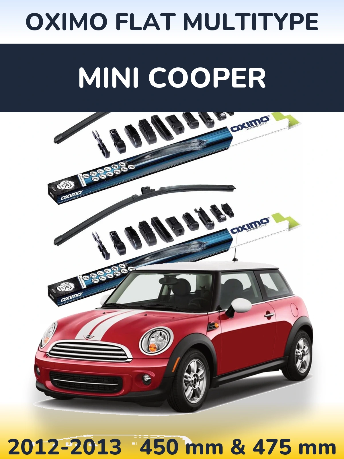 Комплект передних дворников Oximo Flat MultiТипe 450 & 475 мм для MINI Cooper 2012-2013