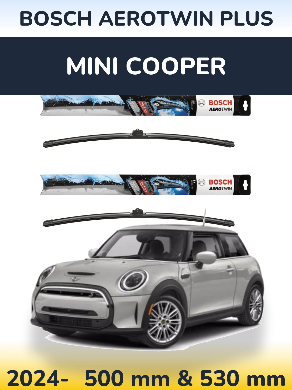 Комплект передних дворников BOSCH AeroTwin Plus 500 & 530 мм для MINI Cooper 2024-2026