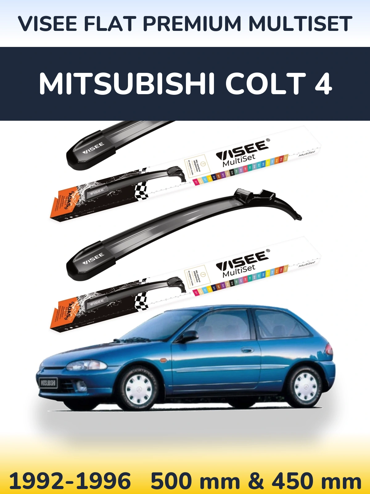 Torkarblad VISEE FLAT PREMIUM MultiSet för Mitsubishi Colt 4