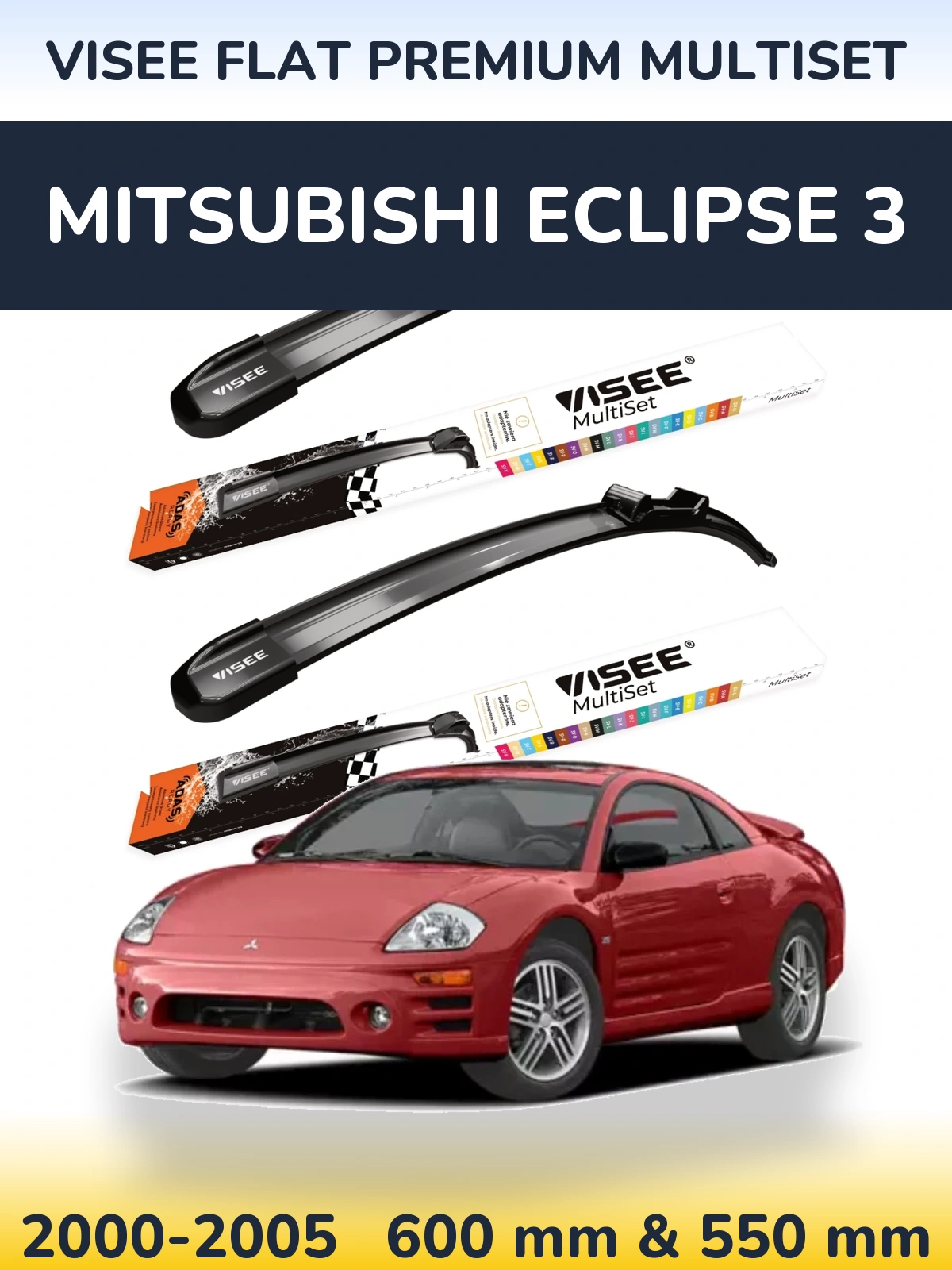 Torkarblad VISEE FLAT PREMIUM MultiSet för Mitsubishi Eclipse 3