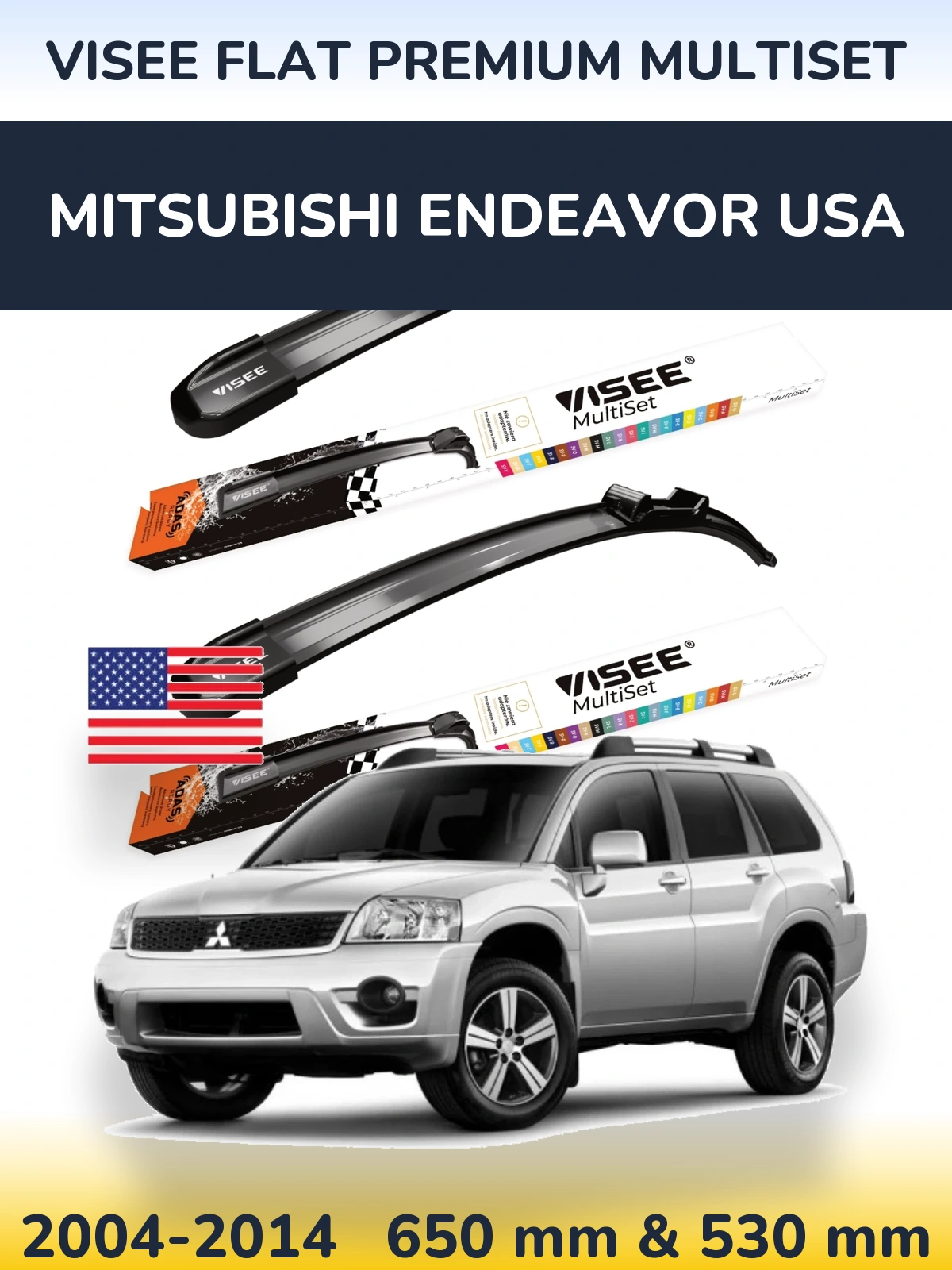 Torkarblad VISEE FLAT PREMIUM MultiSet för Mitsubishi Endeavor USA