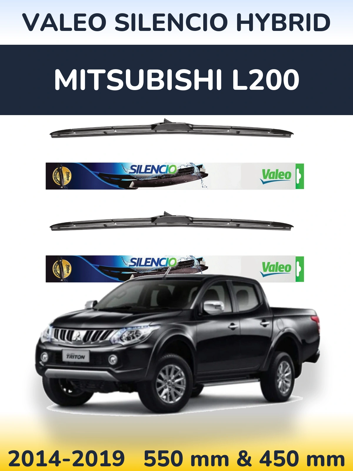 Комплект передніх щіток Valeo Silencio Hybrid 550 & 450 мм для Mitsubishi L200 2014-2019