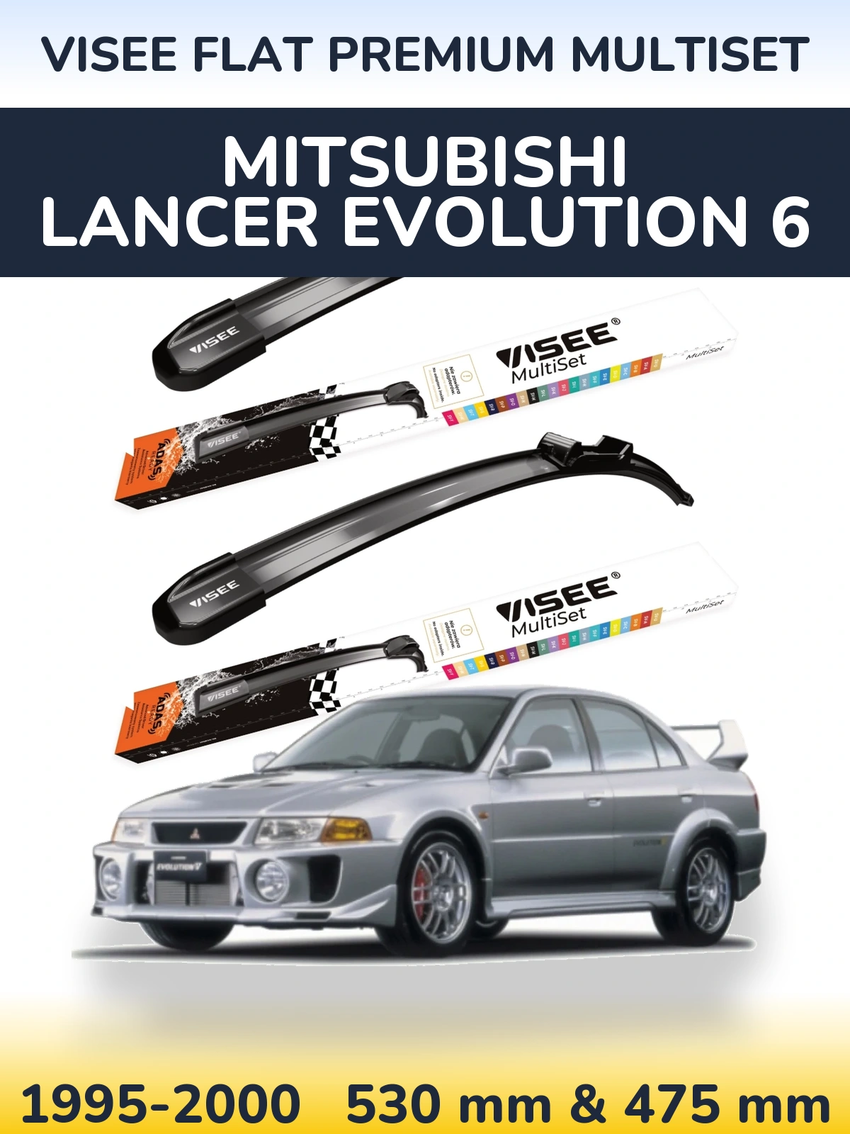 Torkarblad VISEE FLAT PREMIUM MultiSet för Mitsubishi Lancer Evolution 6