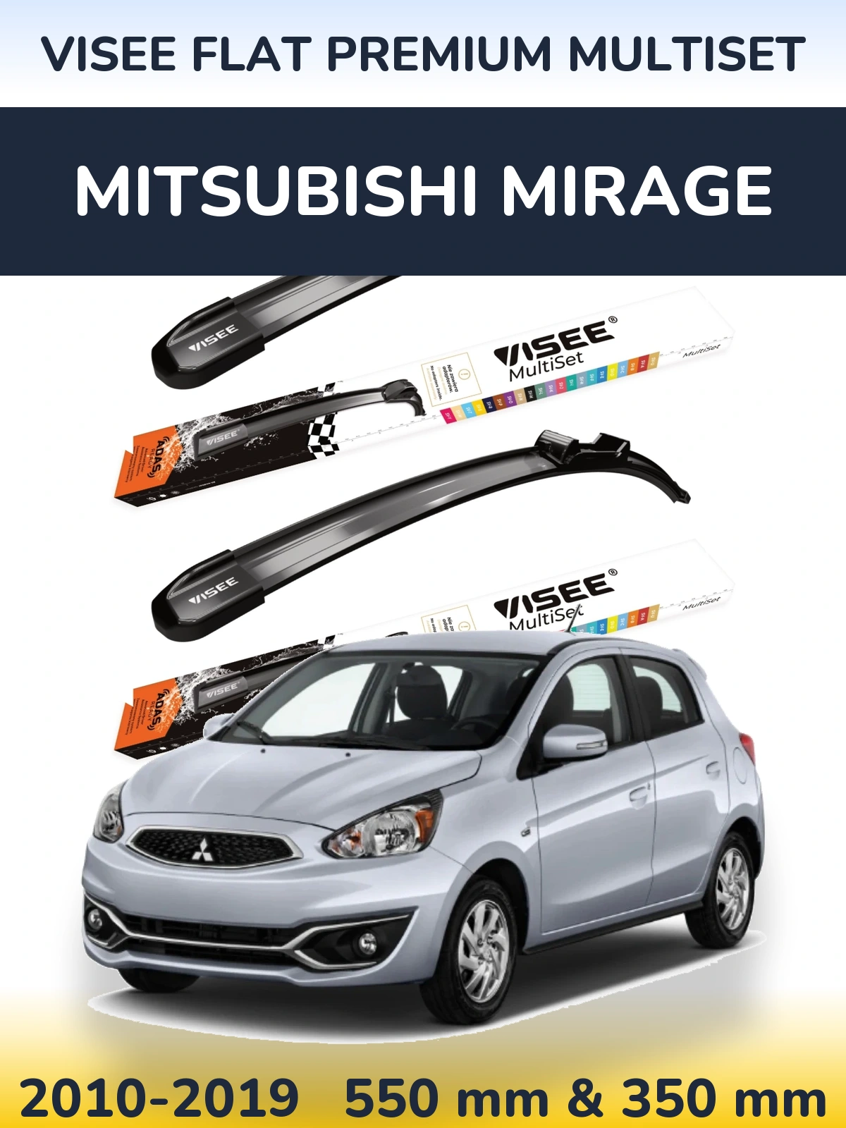 Torkarblad VISEE FLAT PREMIUM MultiSet för Mitsubishi Mirage