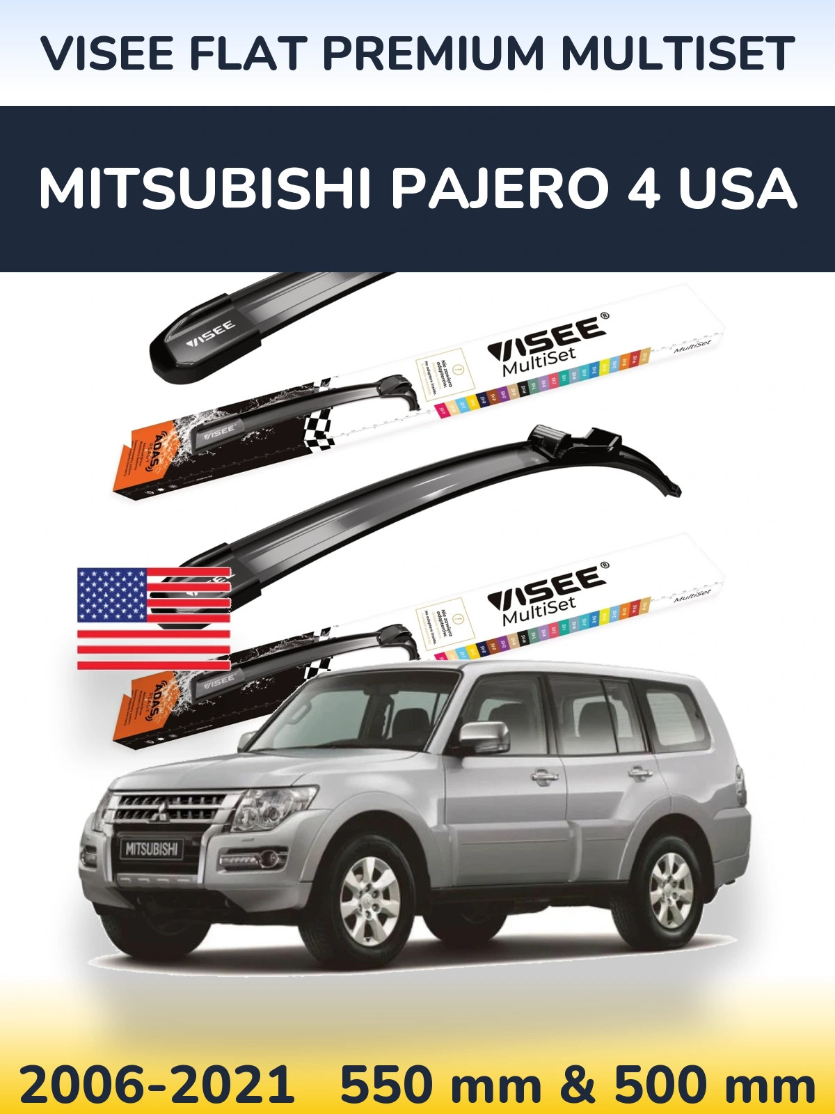 Torkarblad VISEE FLAT PREMIUM MultiSet för Mitsubishi Pajero 4 USA