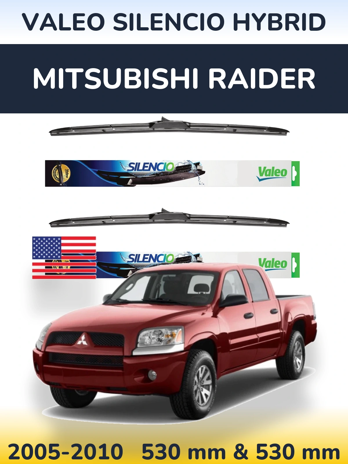 Torkarblad Valeo Silencio Hybrid för Mitsubishi Raider
