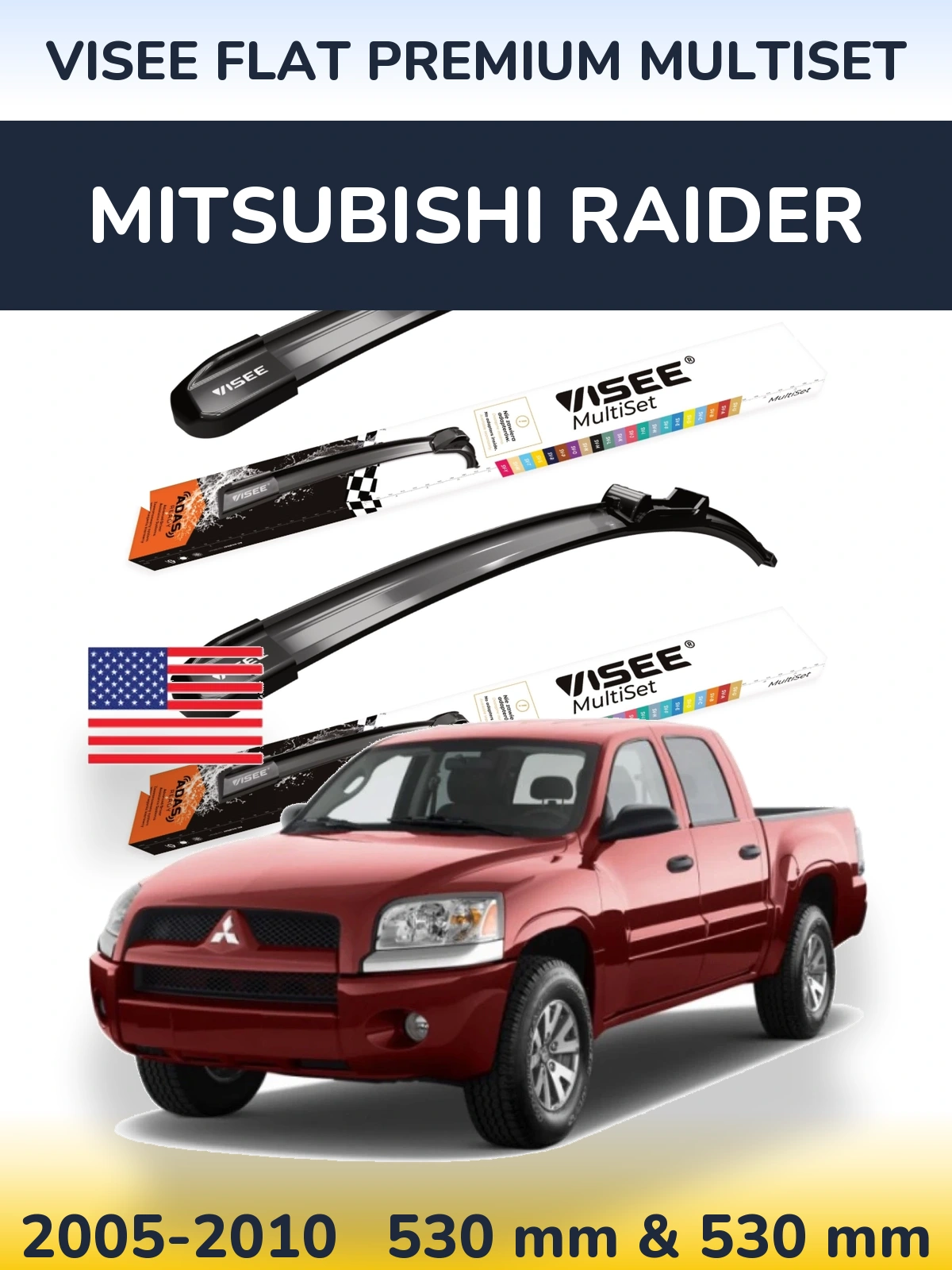Torkarblad VISEE FLAT PREMIUM MultiSet för Mitsubishi Raider