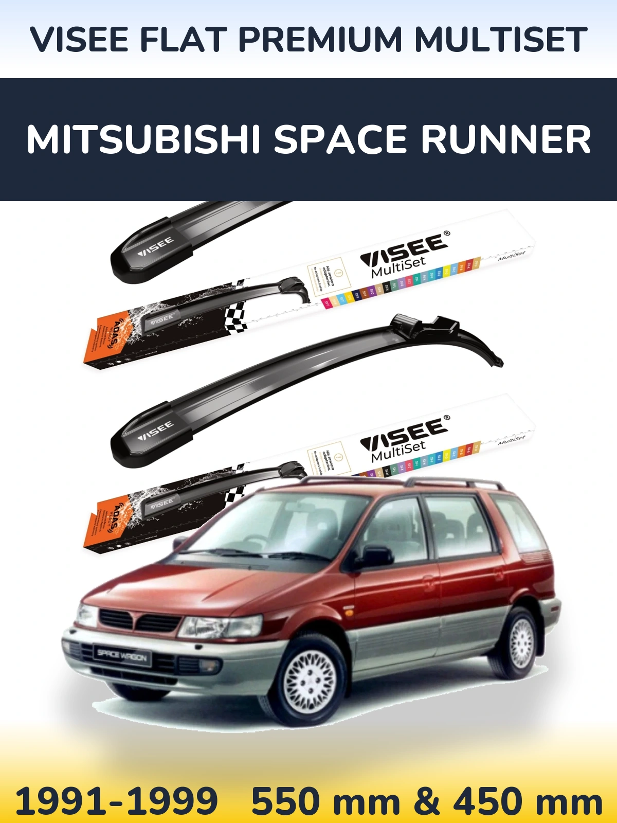 Torkarblad VISEE FLAT PREMIUM MultiSet för Mitsubishi Space Runner