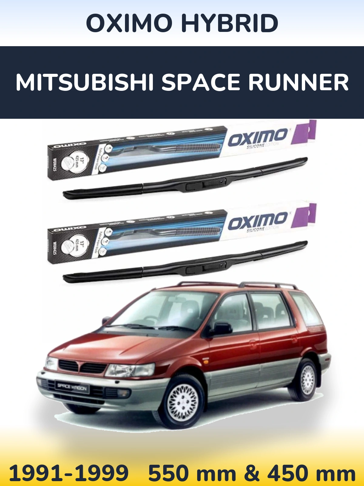 Комплект передних дворников Oximo Hybrid 550 & 450 мм для Mitsubishi Space Runner 1991-1999