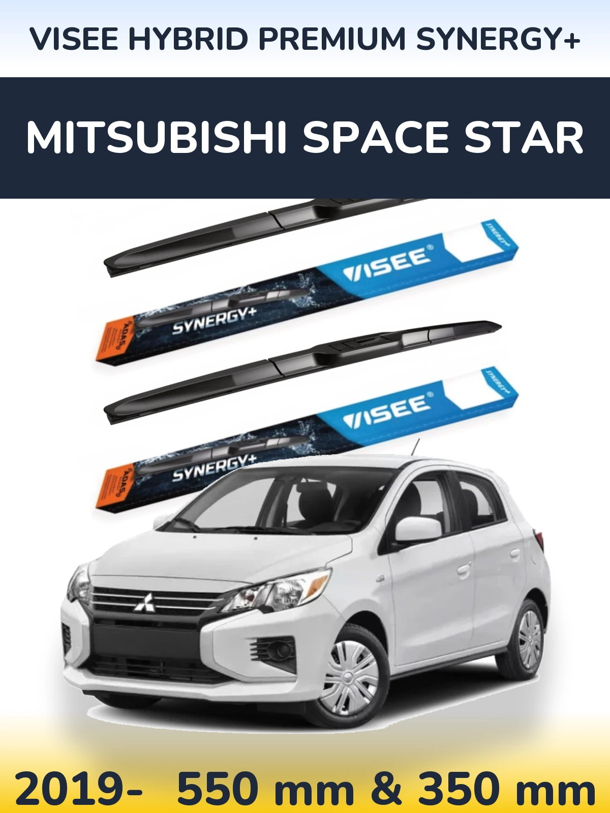 Комплект передних дворников VISEE HYBRID PREMIUM SYNERGY+ 550 & 350 мм для Mitsubishi Space Star 2019-2026