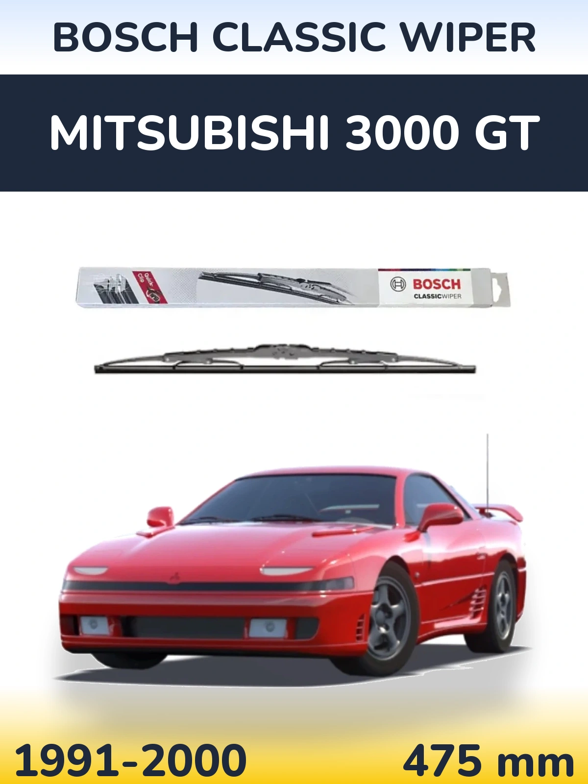 Rear wiper blade BOSCH Classic Wiper 475 mm for Mitsubishi 3000 GT 1991-2000