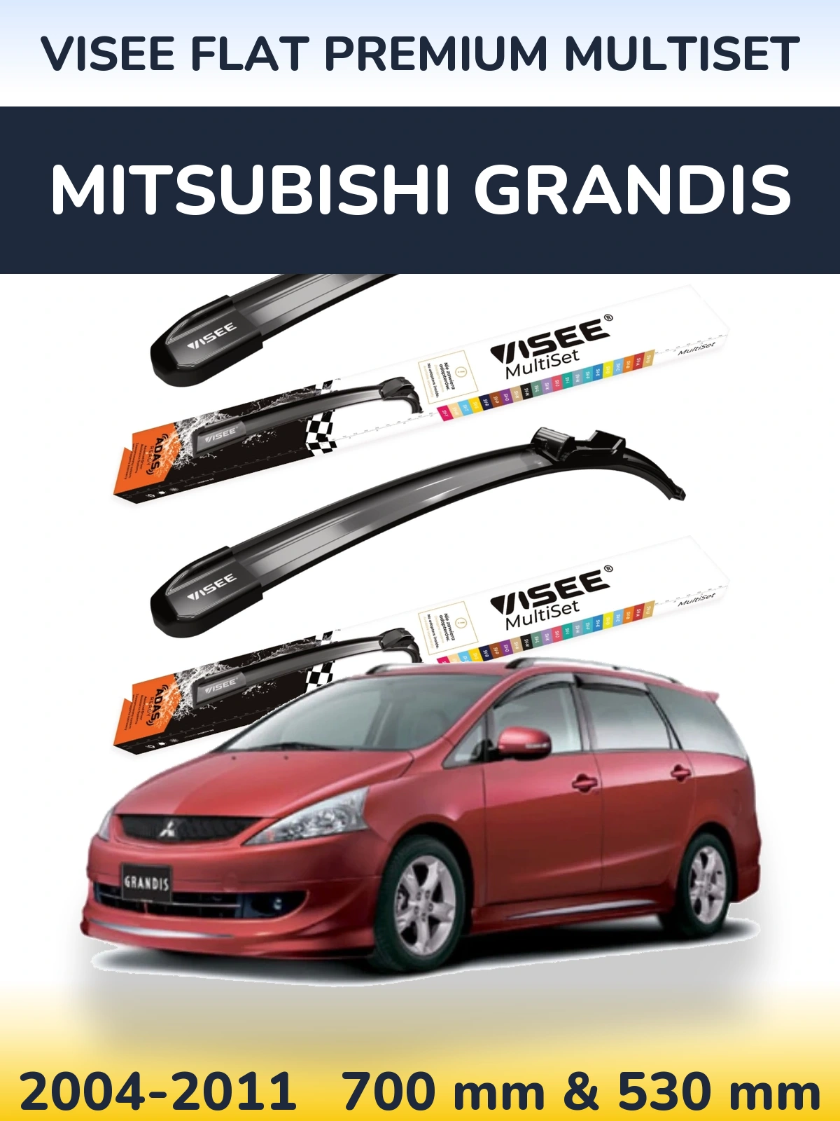 Torkarblad VISEE FLAT PREMIUM MultiSet för Mitsubishi Grandis
