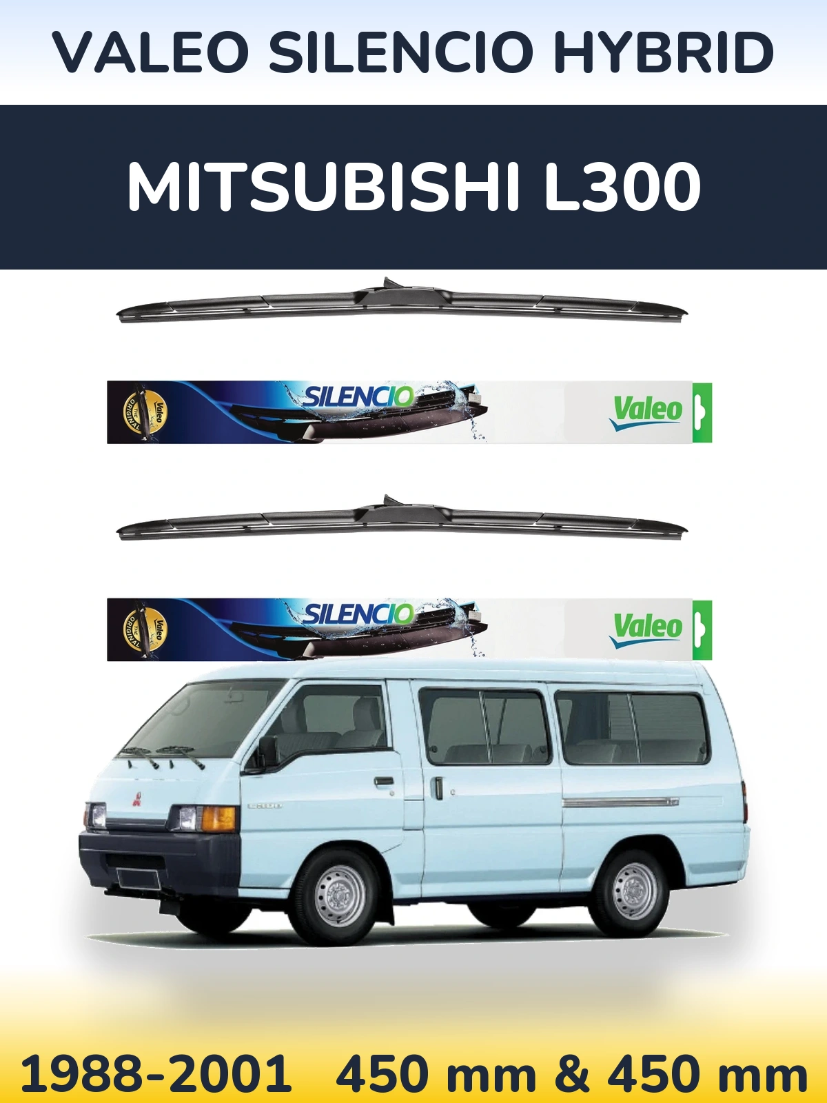 Torkarblad Valeo Silencio Hybrid för Mitsubishi L300