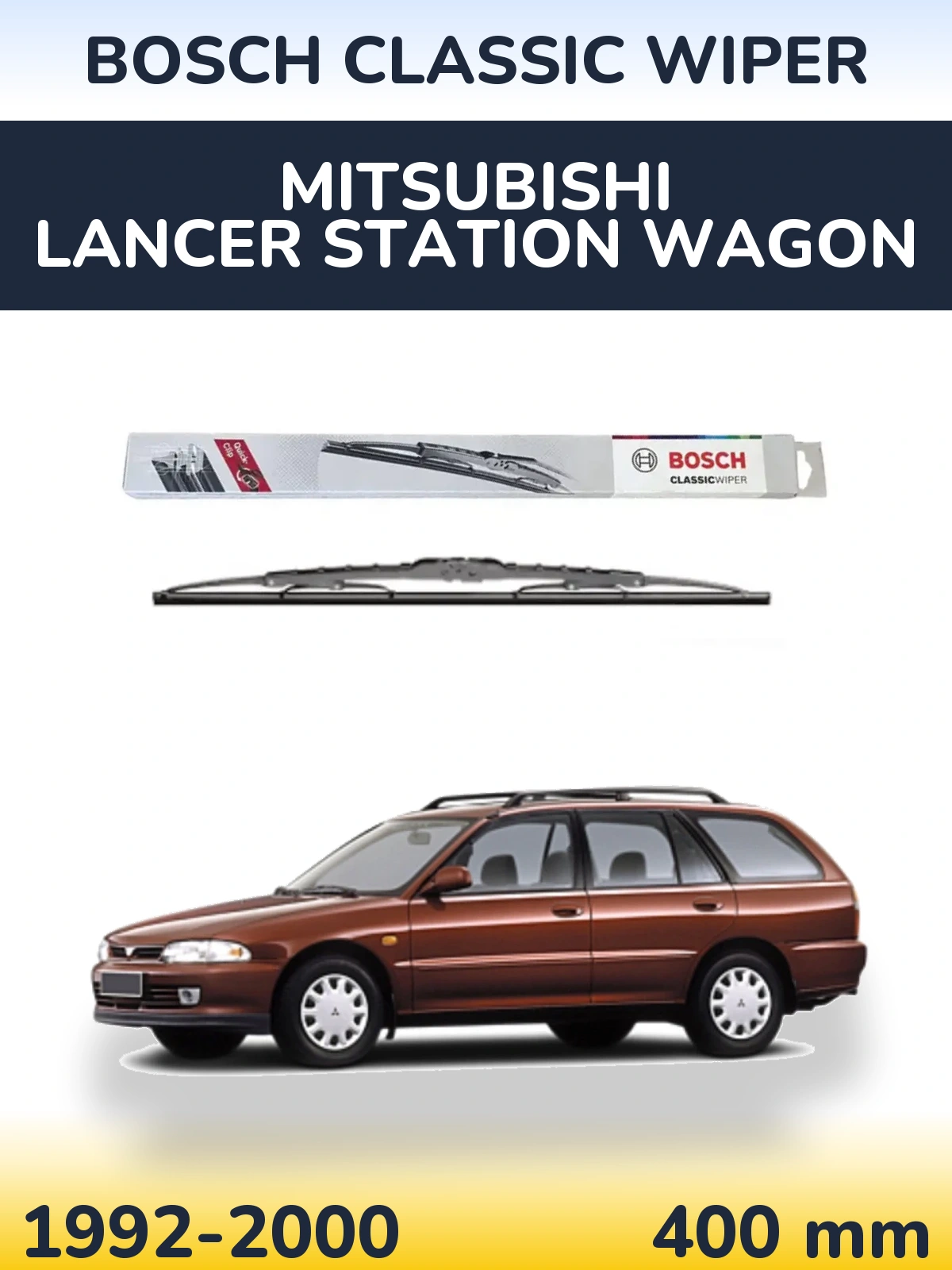 Rear wiper blade BOSCH Classic Wiper 400 mm for Mitsubishi Lancer Station Wagon 1992-2000