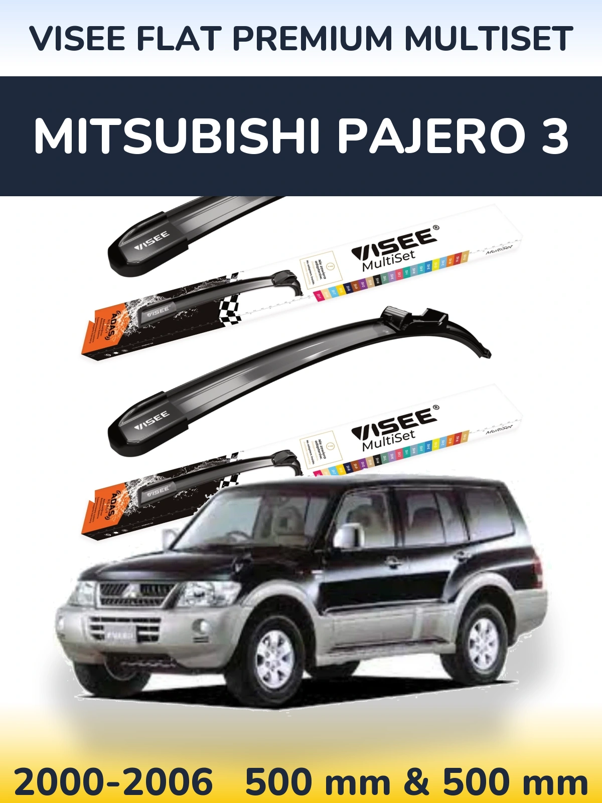 Torkarblad VISEE FLAT PREMIUM MultiSet för Mitsubishi Pajero 3