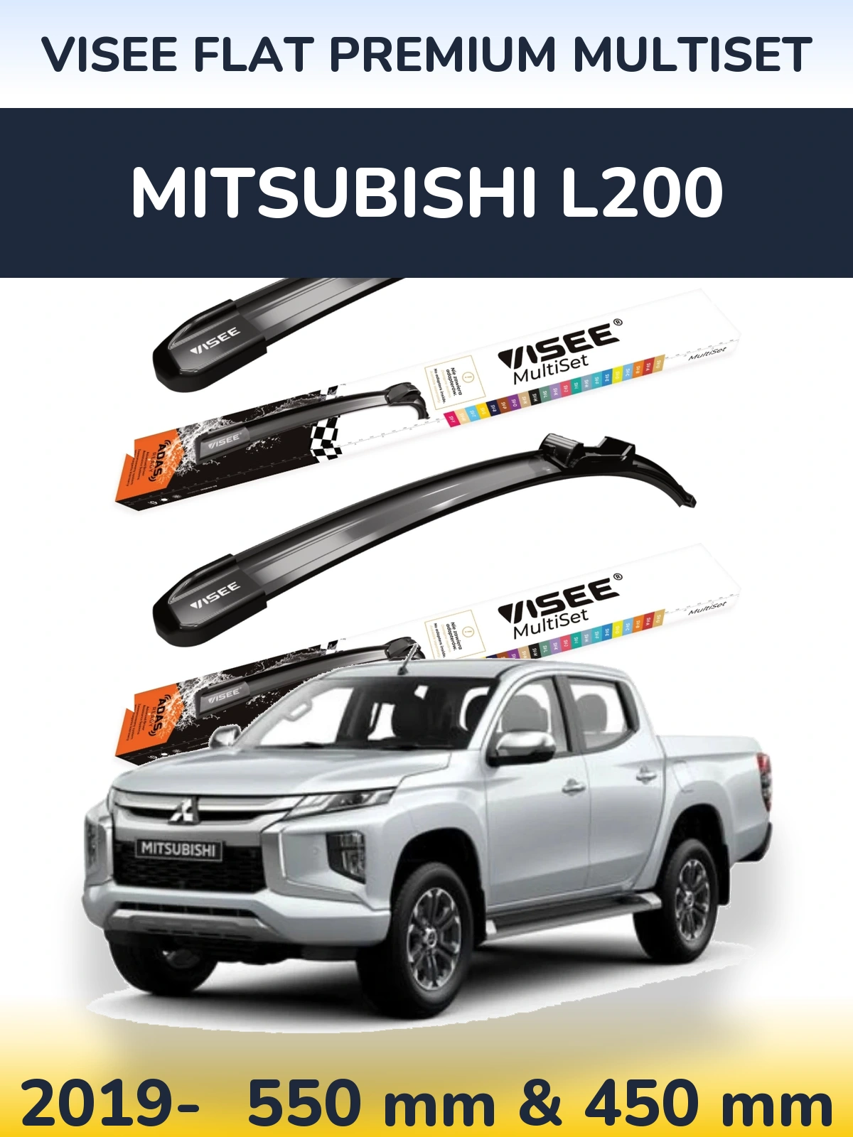 Torkarblad VISEE FLAT PREMIUM MultiSet för Mitsubishi L200