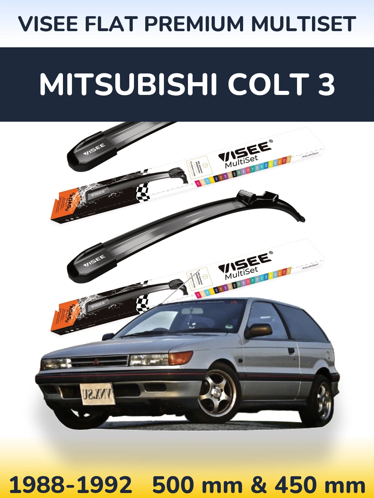Torkarblad VISEE FLAT PREMIUM MultiSet för Mitsubishi Colt 3
