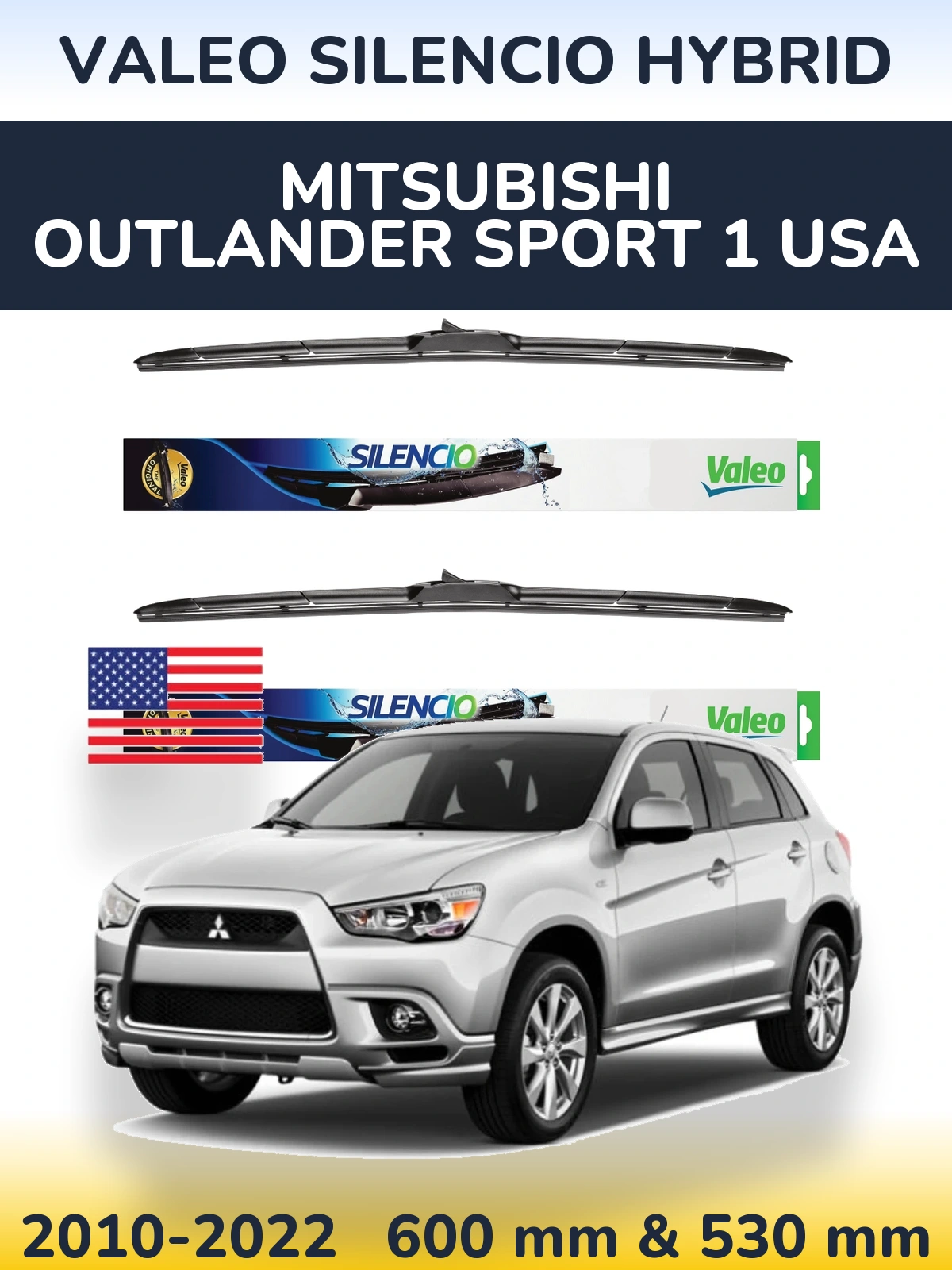 Torkarblad Valeo Silencio Hybrid för Mitsubishi Outlander Sport 1 USA