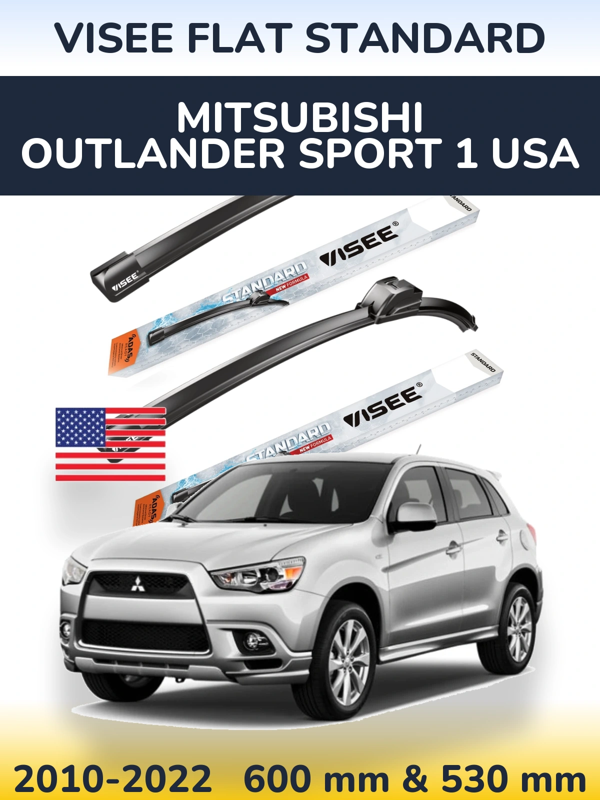 Torkarblad VISEE FLAT STANDARD för Mitsubishi Outlander Sport 1 USA