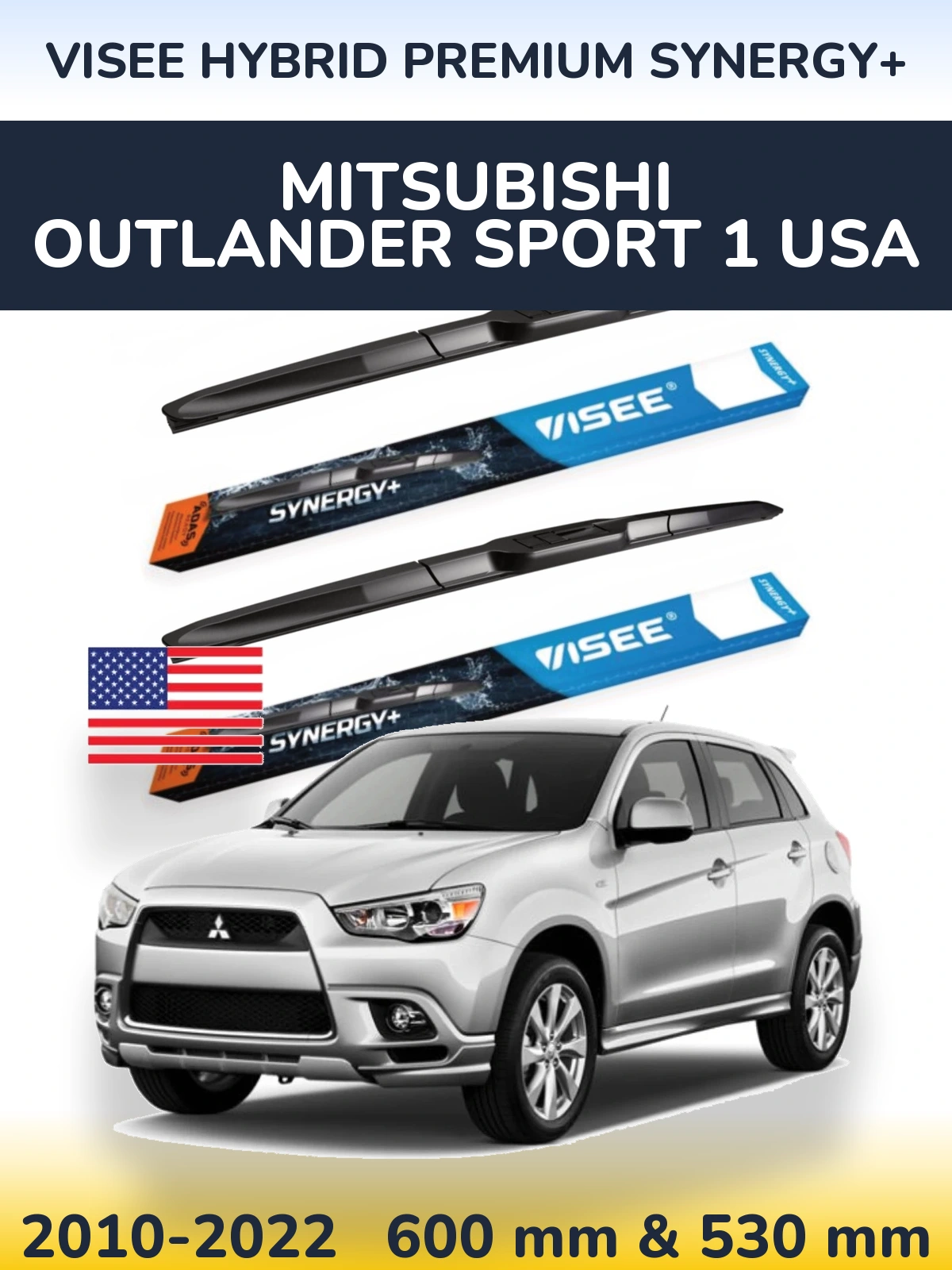 Torkarblad VISEE HYBRID PREMIUM SYNERGY+ för Mitsubishi Outlander Sport 1 USA