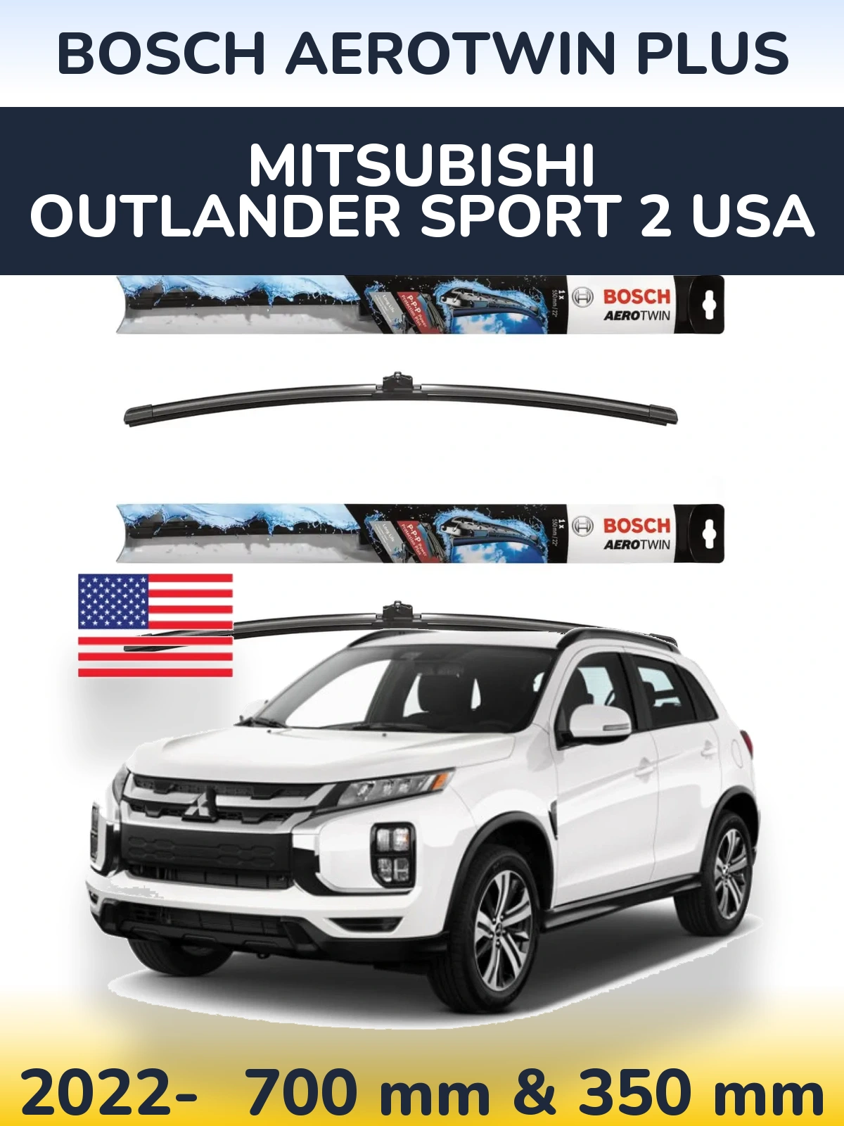 Torkarblad BOSCH AeroTwin Plus för Mitsubishi Outlander Sport 2 USA