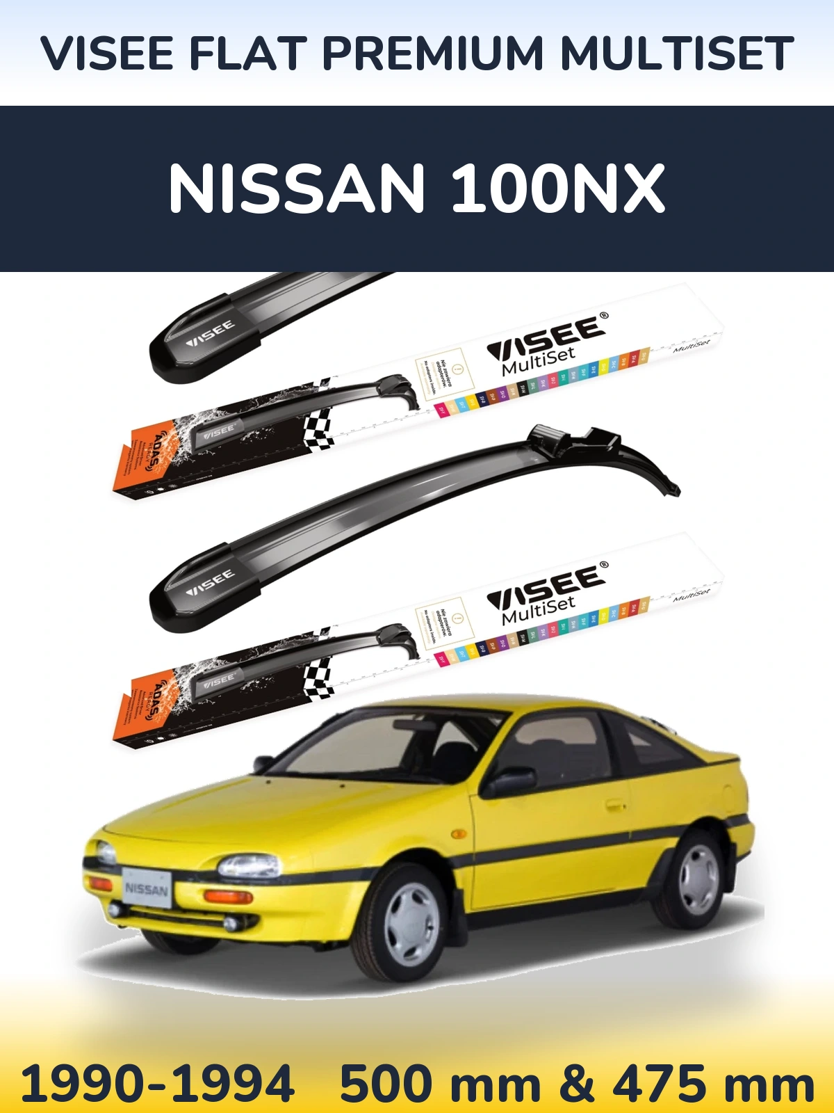 Torkarblad VISEE FLAT PREMIUM MultiSet för Nissan 100NX