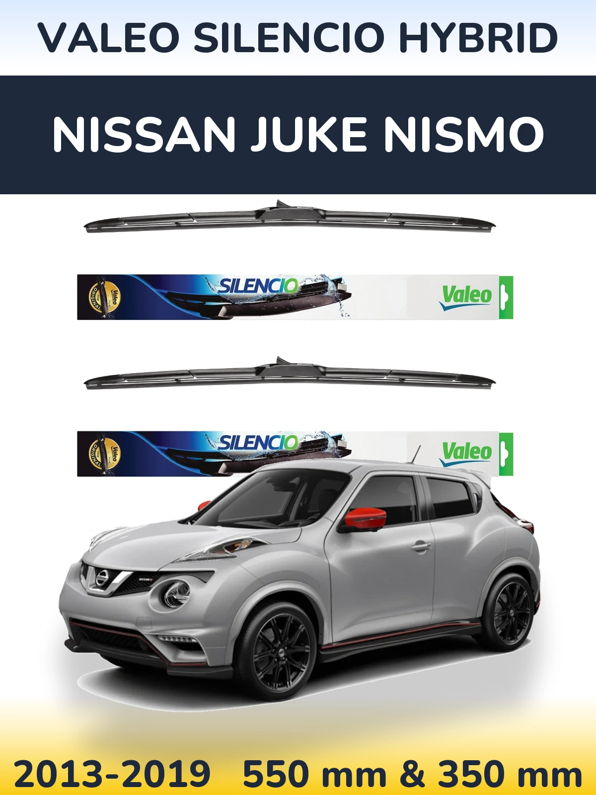 Комплект передніх щіток Valeo Silencio Hybrid 550 & 350 мм для Nissan Juke Nismo 2013-2019