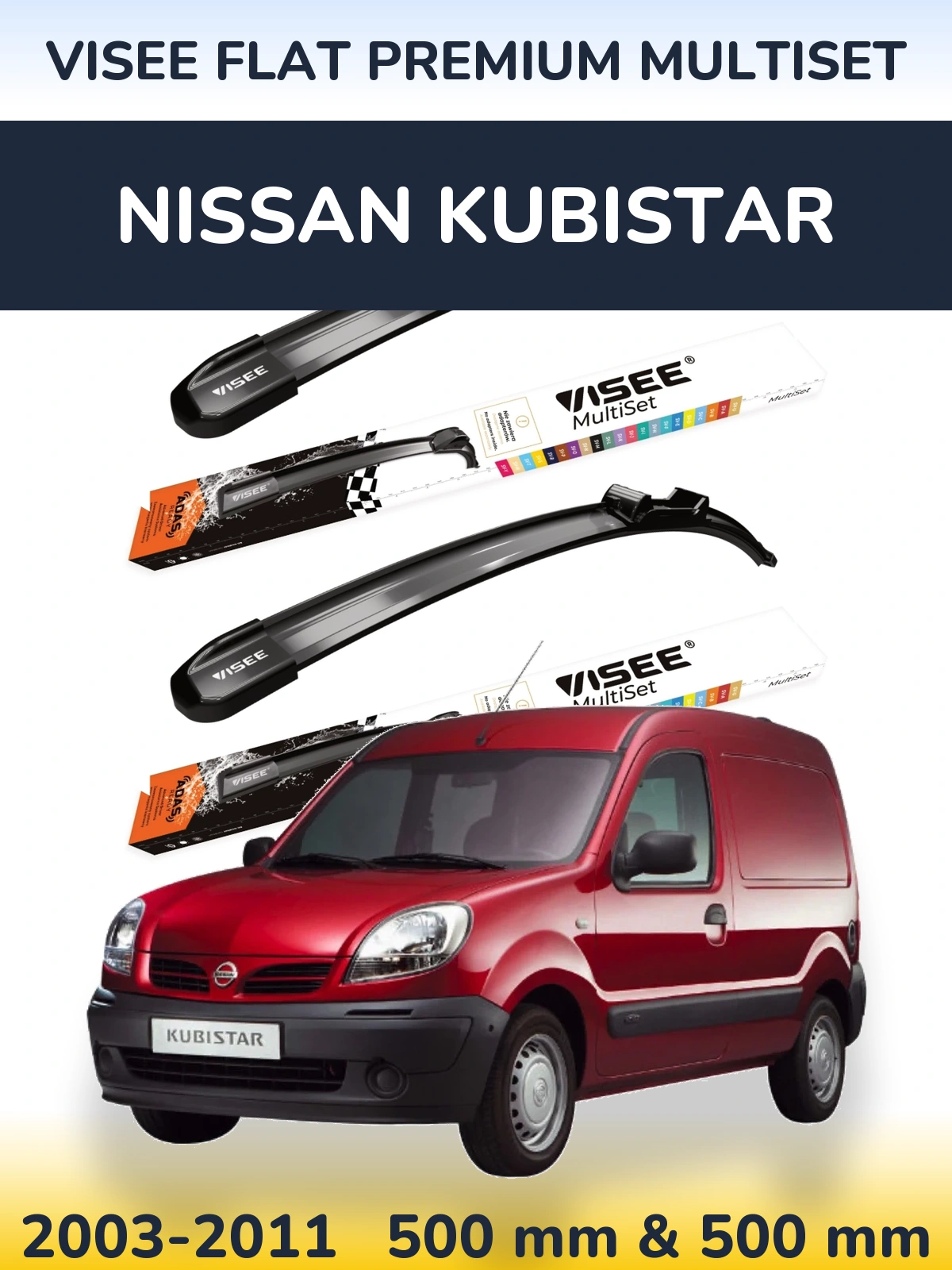 Torkarblad VISEE FLAT PREMIUM MultiSet för Nissan Kubistar