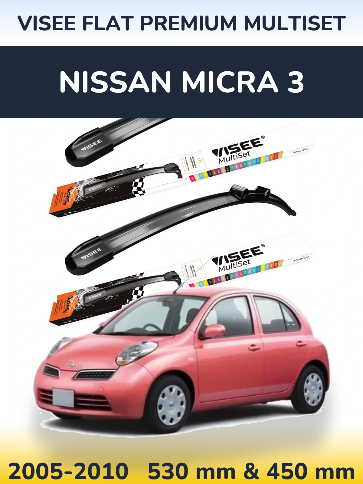Torkarblad VISEE FLAT PREMIUM MultiSet för Nissan Micra 3
