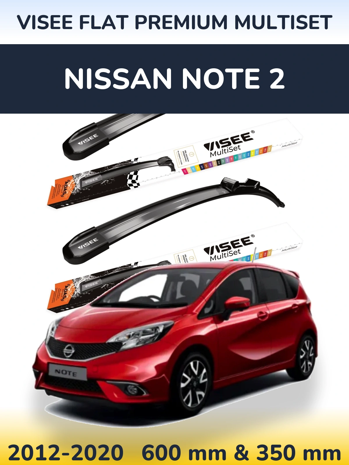 Torkarblad VISEE FLAT PREMIUM MultiSet för Nissan Note 2