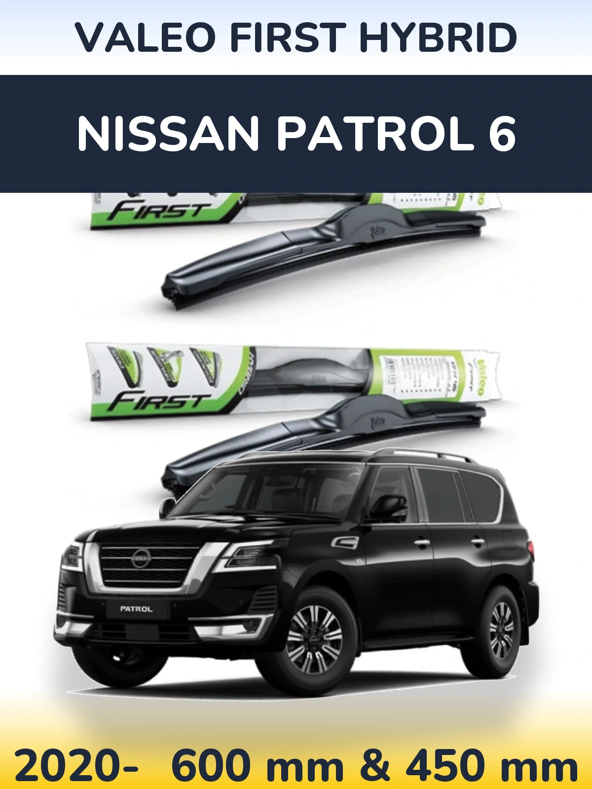 Front wiper blade set Valeo First Hybrid 600 & 450 mm for Nissan Patrol 6 2020-2026