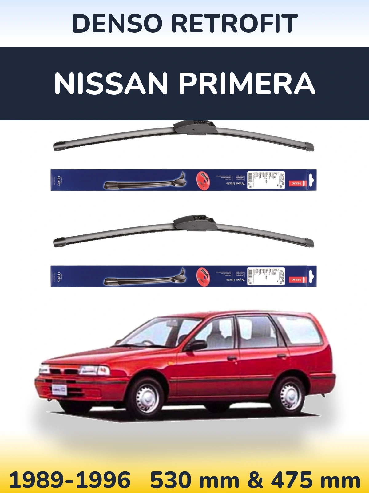 Комплект передних дворников Denso Retrofit 530 & 475 мм для Nissan Primera 1989-1996