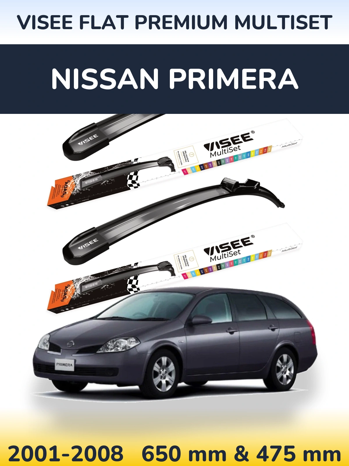 Torkarblad VISEE FLAT PREMIUM MultiSet för Nissan Primera