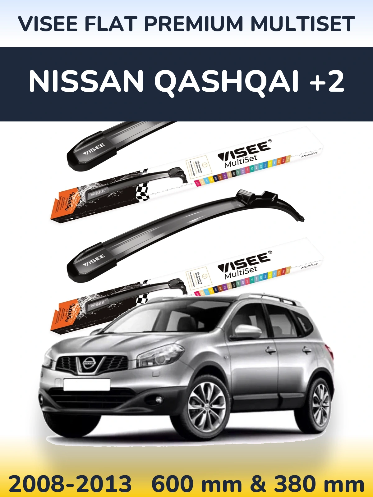 Torkarblad VISEE FLAT PREMIUM MultiSet för Nissan Qashqai +2