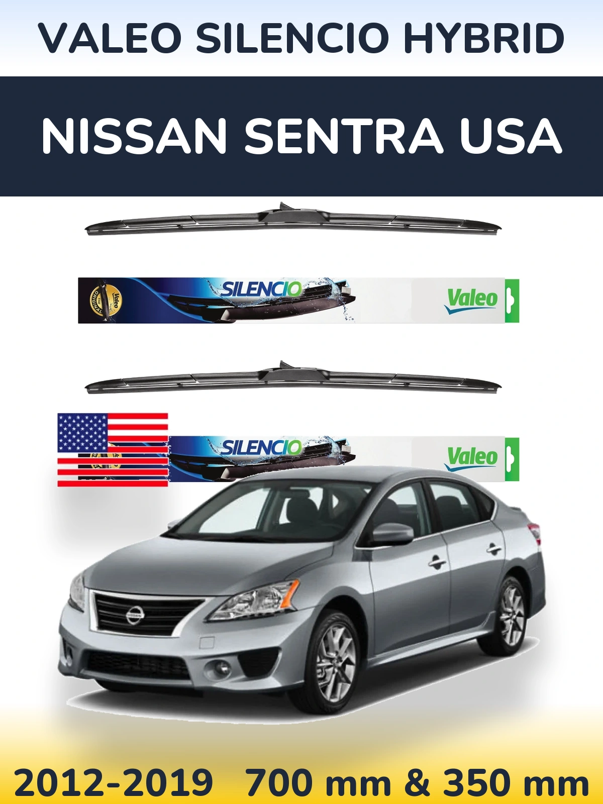 Torkarblad Valeo Silencio Hybrid för Nissan Sentra USA