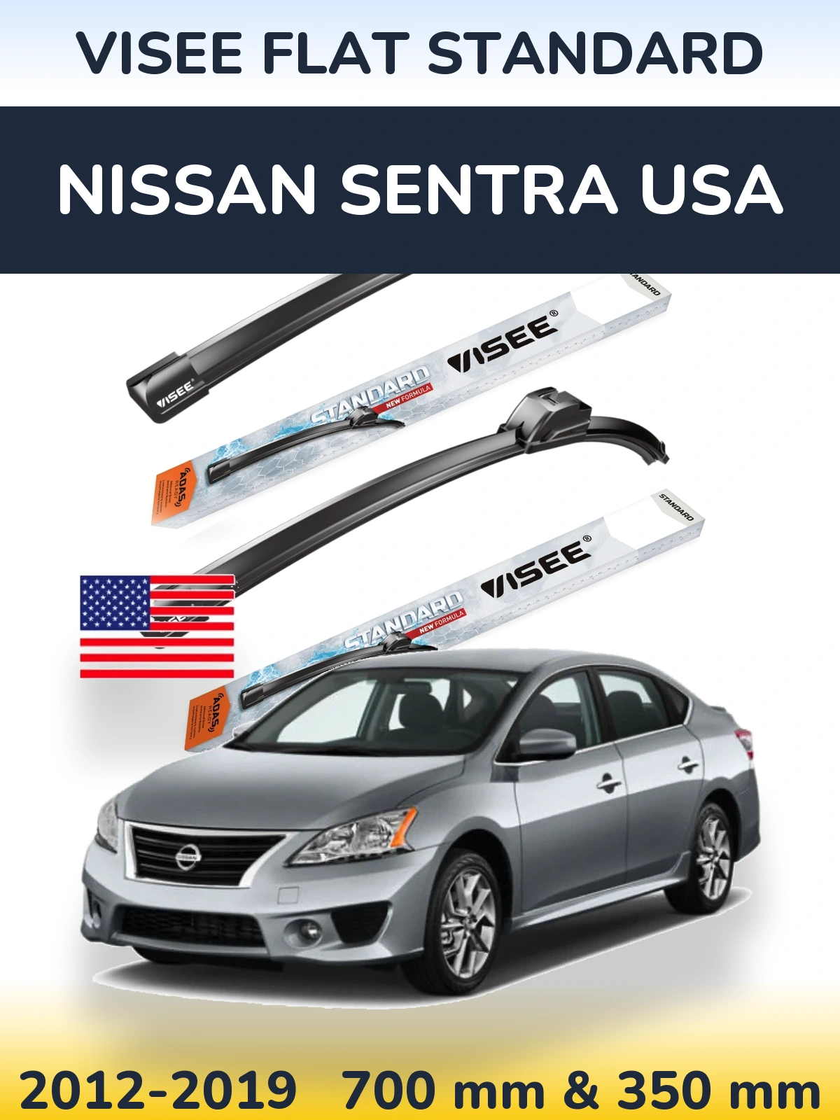 Torkarblad VISEE FLAT STANDARD för Nissan Sentra USA