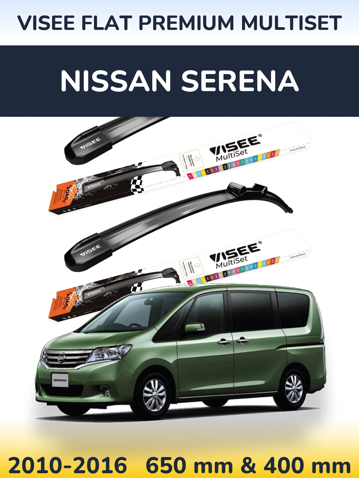 Torkarblad VISEE FLAT PREMIUM MultiSet för Nissan Serena