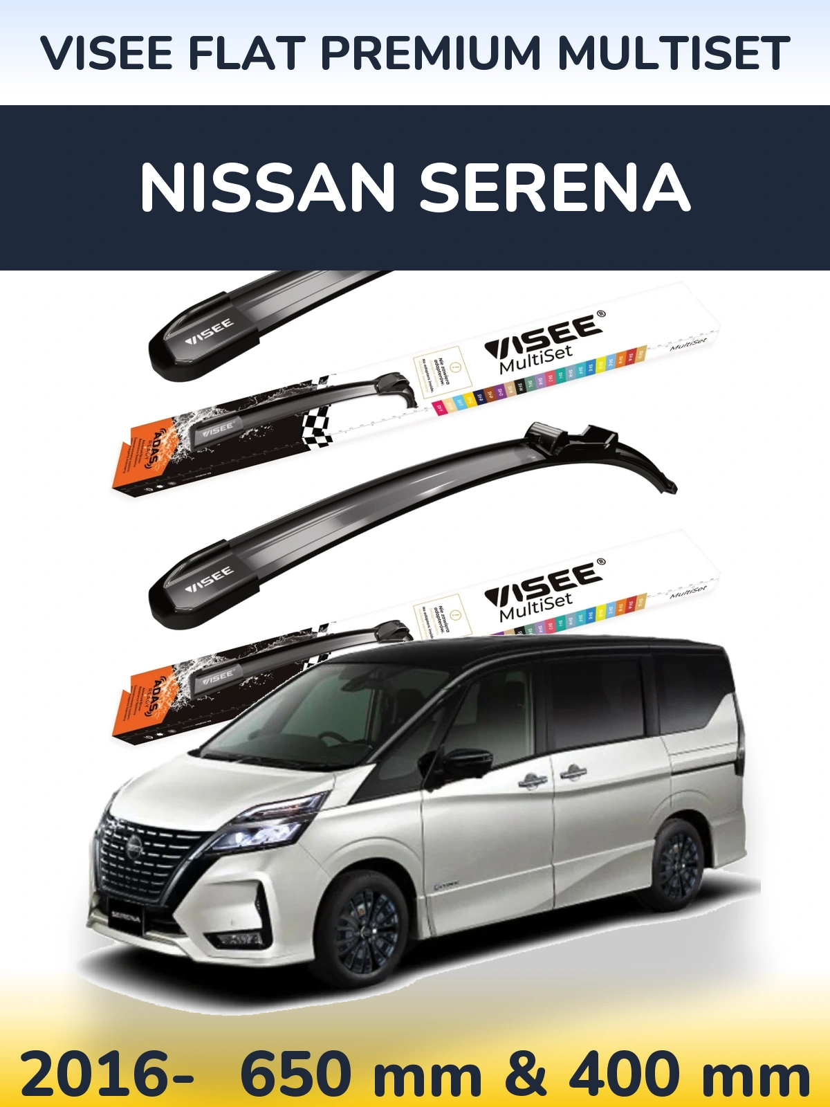 Torkarblad VISEE FLAT PREMIUM MultiSet för Nissan Serena
