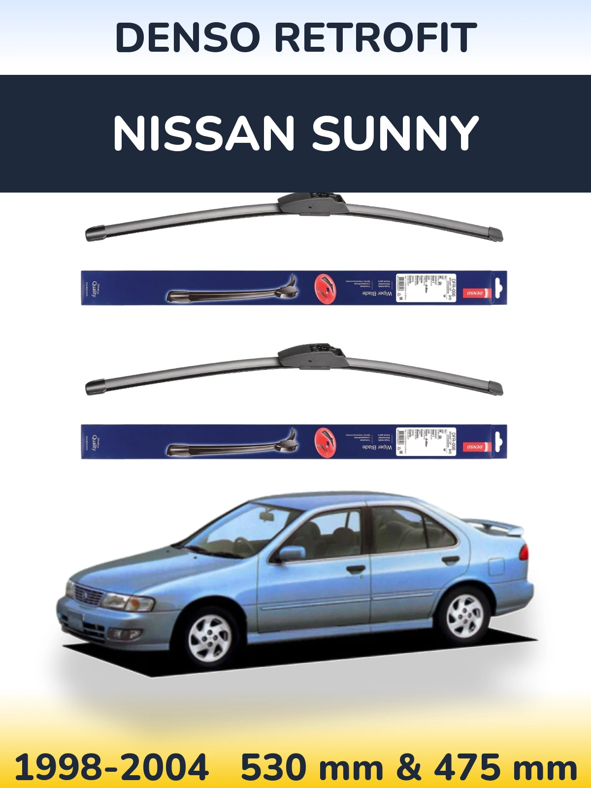 Комплект передних дворников Denso Retrofit 530 & 475 мм для Nissan Sunny 1998-2004