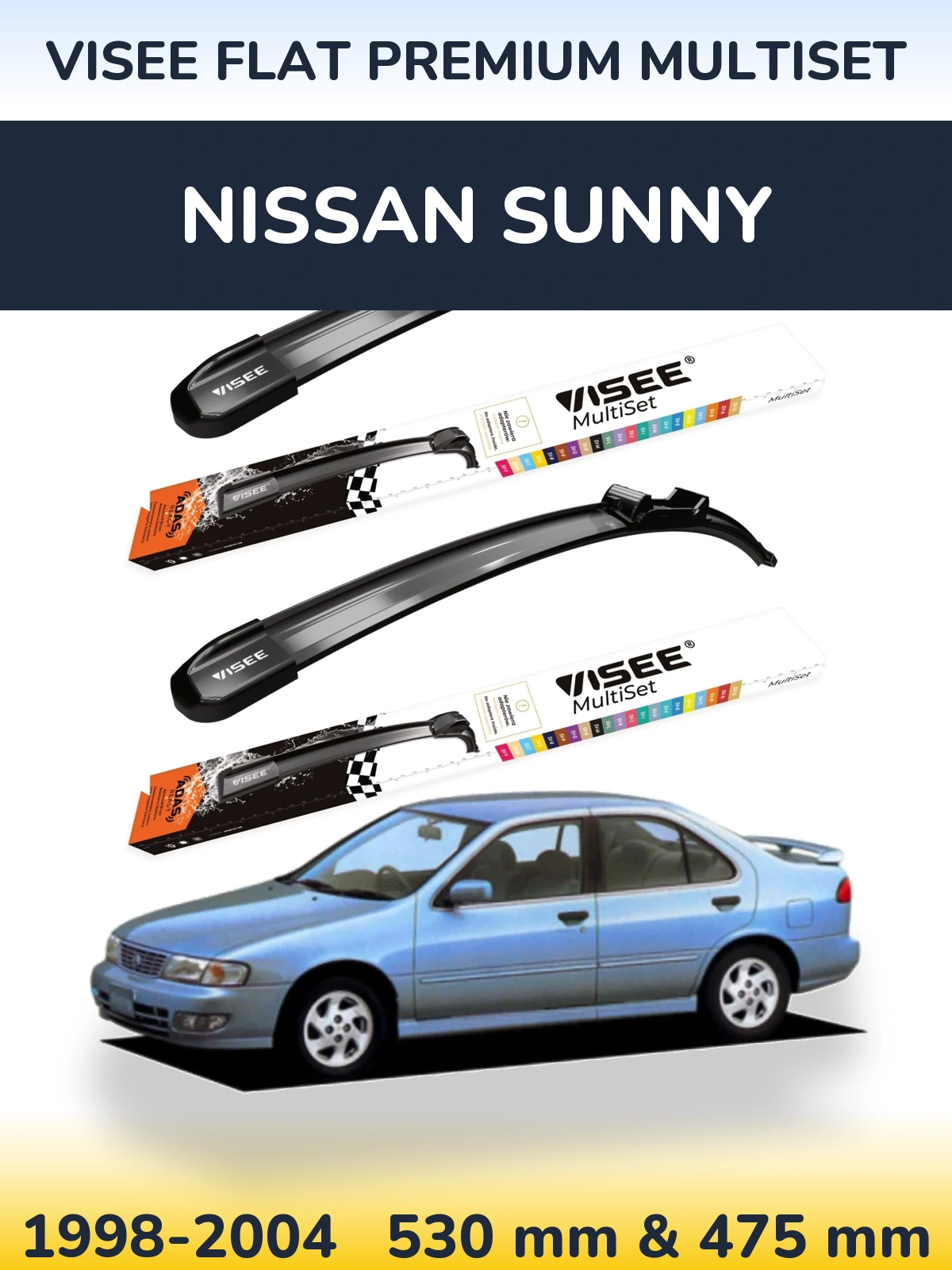 Torkarblad VISEE FLAT PREMIUM MultiSet för Nissan Sunny