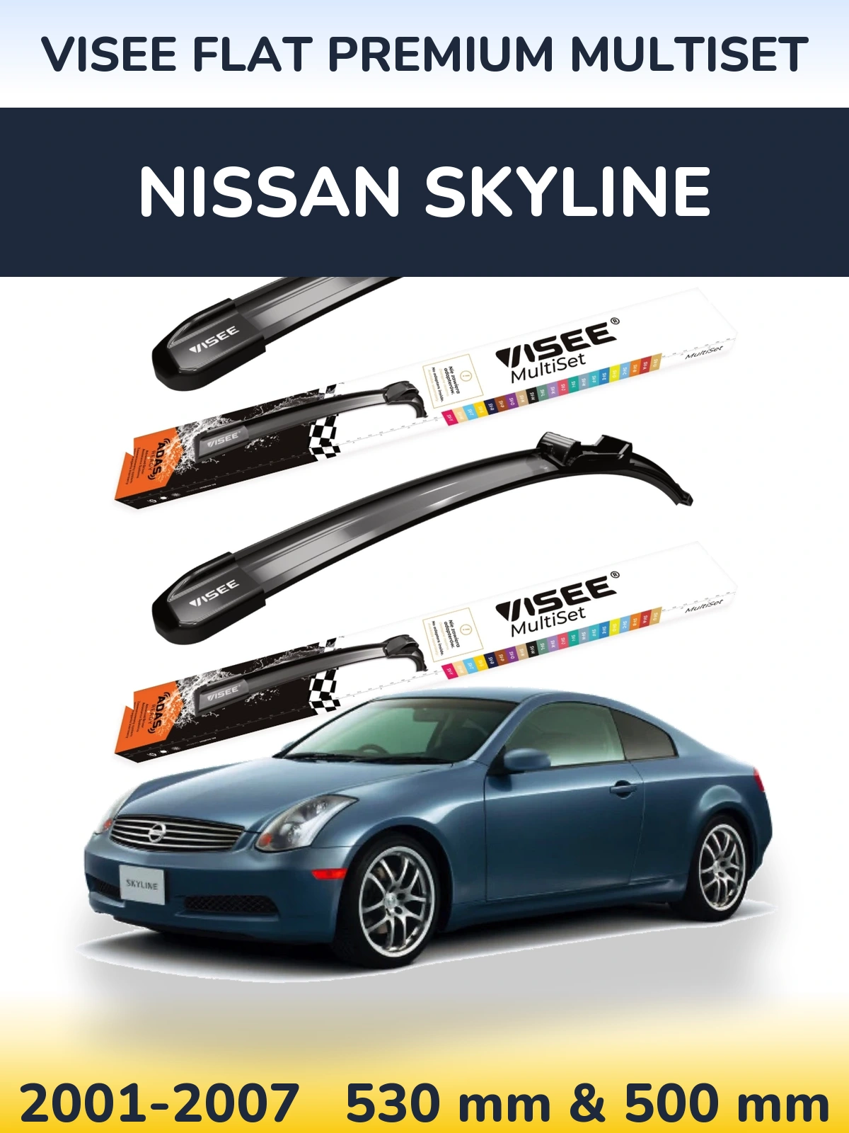 Torkarblad VISEE FLAT PREMIUM MultiSet för Nissan Skyline