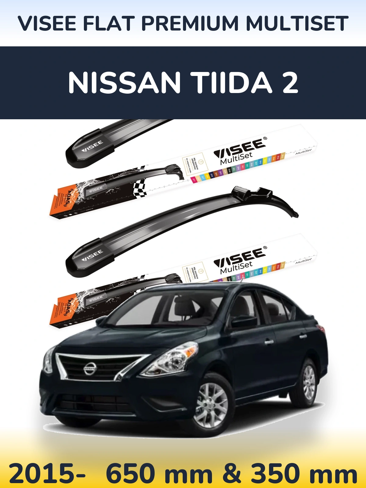Torkarblad VISEE FLAT PREMIUM MultiSet för Nissan Tiida 2